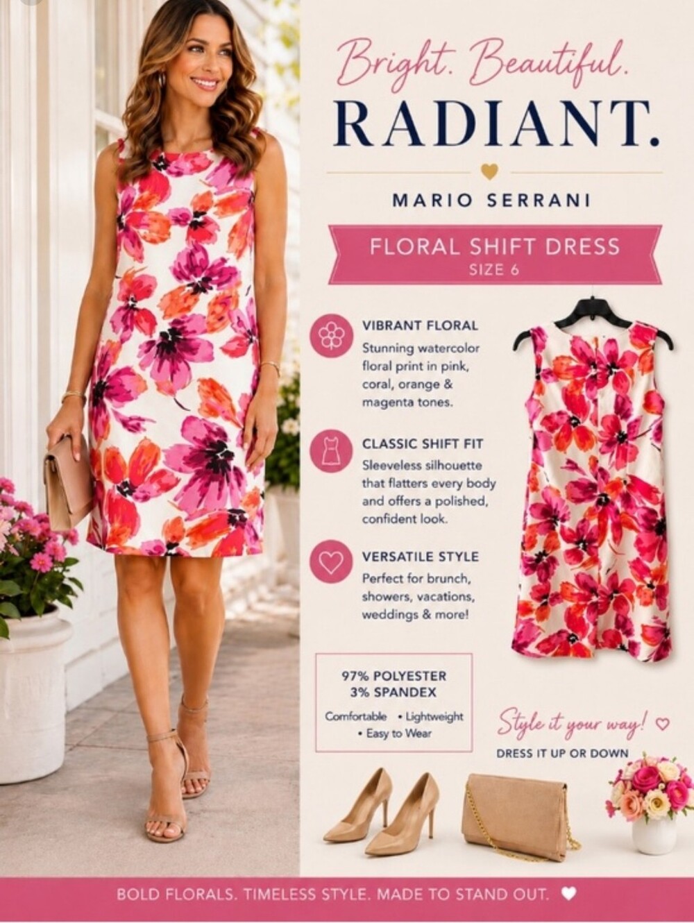 🌺 NWOT Mario Serrani (Italy) Floral Sheath Dress